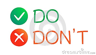Do and dont icon vector hand draw style Vector Illustration