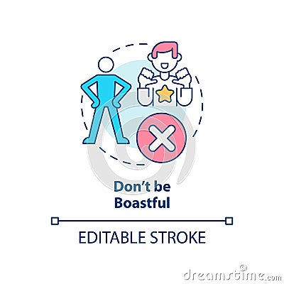 Do not be boastful concept icon Vector Illustration