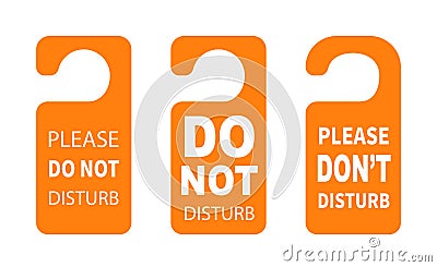 Do not disturb hanger icon for door. Hotel warning of silence tag. Quiet handle sign for office, private room. illustration Cartoon Illustration