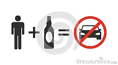 Do not drink and drive sign isolated on white background Vector Illustration