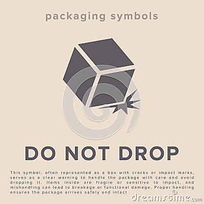 Do Not Drop. Fragile Items. Packaging Symbol. Sign and Label Indicating That Items Must Be Handled Carefully. No Drops Vector Vector Illustration