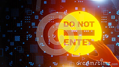 Do not enter stop entry tech and digital background 3d render Stock Photo