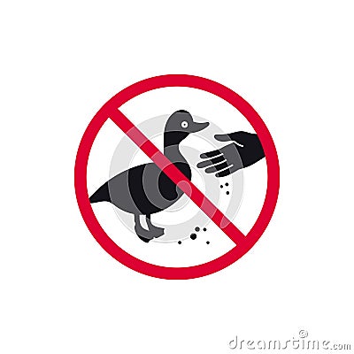 Do not feed birds prohibited sign, don't feed the ducks forbidden modern round sticker, vector illustration Vector Illustration