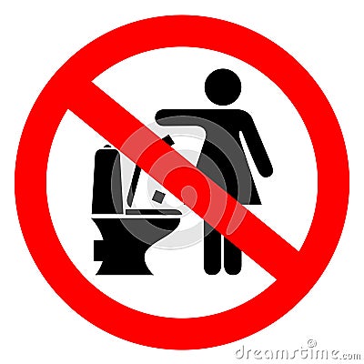 Do not flush feminine products sign Vector Illustration