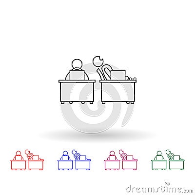 Do not help a colleague multi color icon. Simple thin line, outline vector of colleague and business partners icons for ui and ux Stock Photo