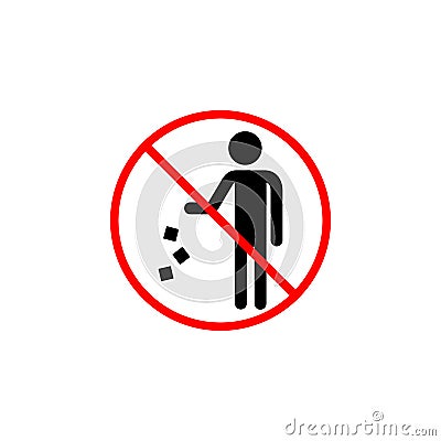 Do not litter line icon, prohibition sign Vector Illustration