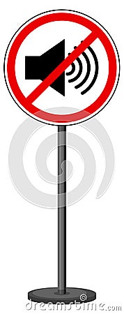Do not make loud noises sign with stand isolated on white background Vector Illustration