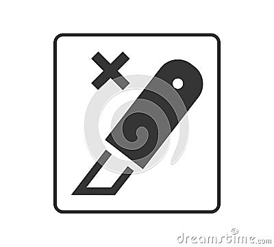 Do not Open with a Knife symbol. Concept of packaging. Vector Illustration