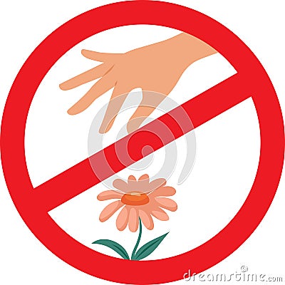 Do not Pick the flowers Sign vector Icon Design Vector Illustration