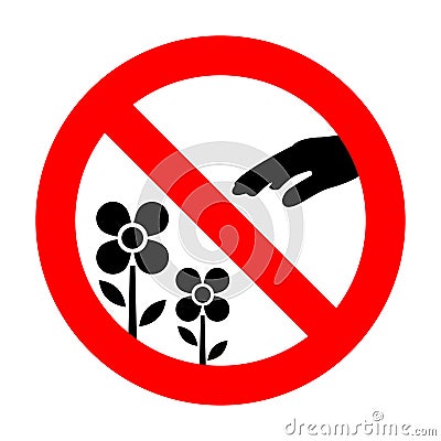Do not pluck flowers vector sign on white background Vector Illustration