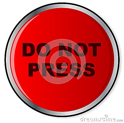 Do Not Press Red Button Vector Illustration