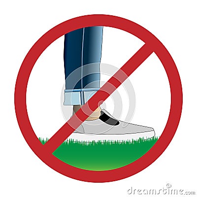 Do not step on grass sign Vector Illustration