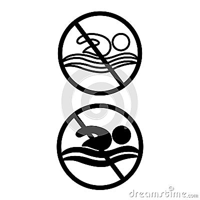 Do not swim icons Stock Photo