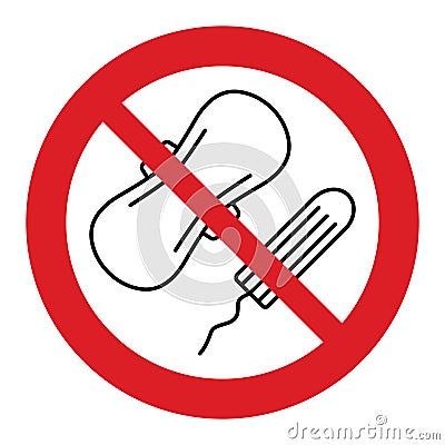 Do not throw feminine sanitary pad icon prohibited sign Vector Illustration