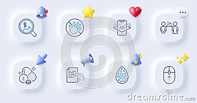 Do not touch, Augmented reality and Swipe up line icons. For web app, printing. Vector Vector Illustration