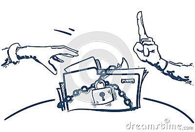 Do not touch hand pointing folder padlock General Data Protection Regulation GDPR server security guard over white Vector Illustration