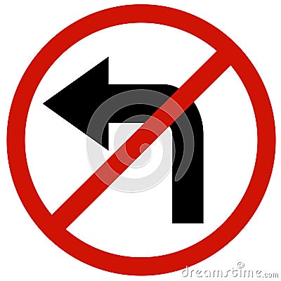 Do not turn left sign board Stock Photo