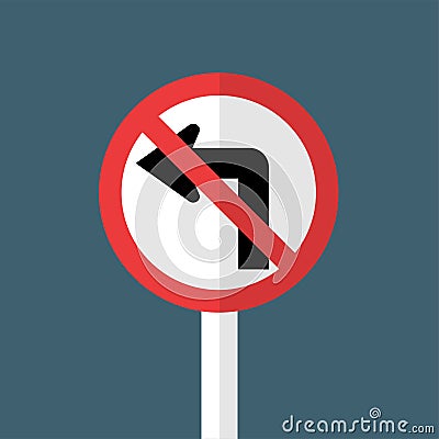 Do not turn left traffic sign Vector Illustration