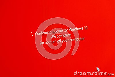 Do not turn off your computer during configuring Windows 10 Upgrade Editorial Stock Photo
