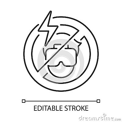 Do not use if the headset causes headache linear manual label icon Vector Illustration