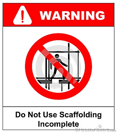 Do not use this incomplete scaffold. Warning banner. illustration Cartoon Illustration
