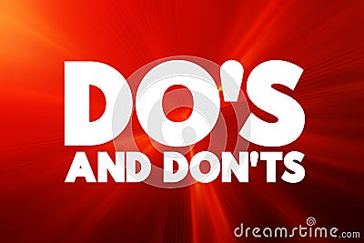 Do`s And Don`ts text quote, concept background Stock Photo