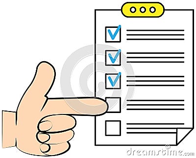 Do to list on presentation tablet, questionnaire. Check mark in form, paper checklist on clipboard Vector Illustration
