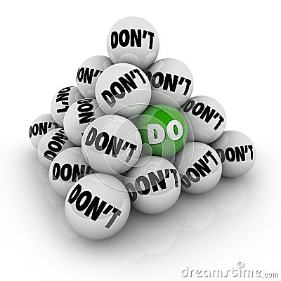 Do Vs Don't Ball Pyramid Permission Approval Attitude Stock Photo