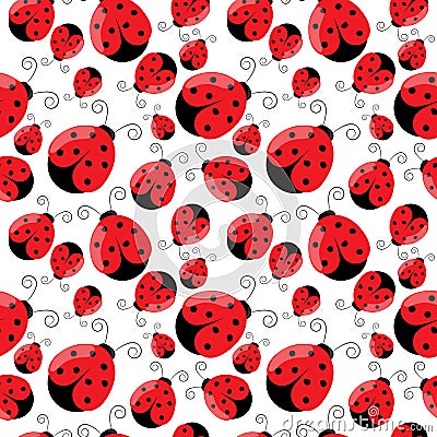 Beautiful, colorful and attractive Ladybug seamless pattern Stock Photo