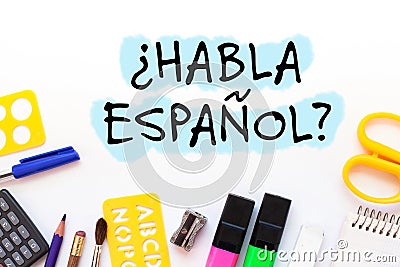 Do you speak spanish, learn language concept Stock Photo