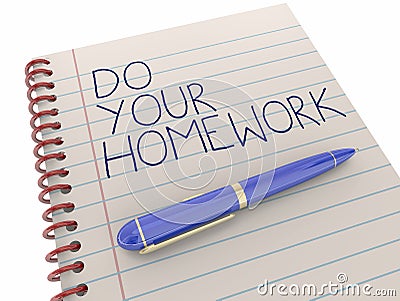 Do Your Homework School Assignment Work Notepad Pen Stock Photo