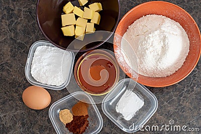 Do it yourself: Gingerbread cookies tutorial. Step by step recipe. Step 01a. Stock Photo