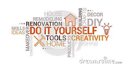 Do it yourself and home renovation tag cloud Vector Illustration