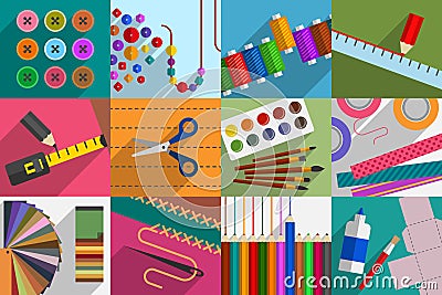 Do-it-yourself. Variety of subjects and tools Vector Illustration