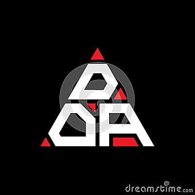 DOA triangle letter logo design with triangle shape. DOA triangle logo design monogram. DOA triangle vector logo template with red Vector Illustration