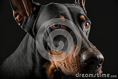 doberman pining after lost owner with sad eyes Stock Photo