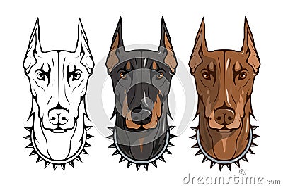 Doberman pinscher, american doberman, pet logo, dog doberman, colored pets for design, colour illustration suitable as logo or tea Vector Illustration