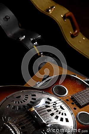 Dobro Guitar in case Stock Photo