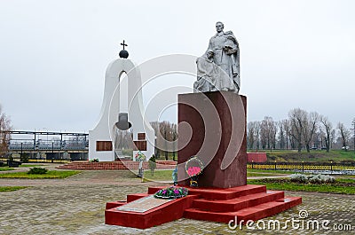 Memorial to fallen in Great Patriotic War, Dobrush, Belarus Editorial Stock Photo