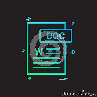 Doc document fileformat icon vector design Vector Illustration