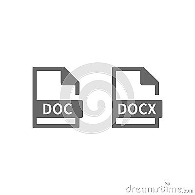 Doc and docx file format vector icon. Microsoft word files. Vector Illustration