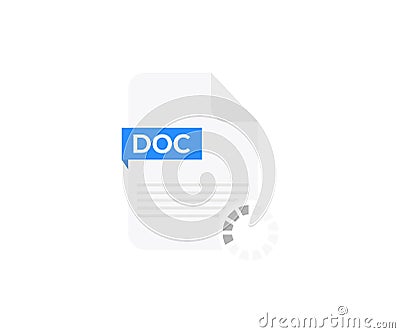 DOC file logo design. DOC files document concept, format vector design and illustration. Vector Illustration