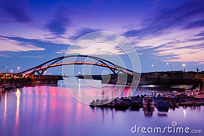 The dock bridge sunset with sky in taiwan Dream st Stock Photo