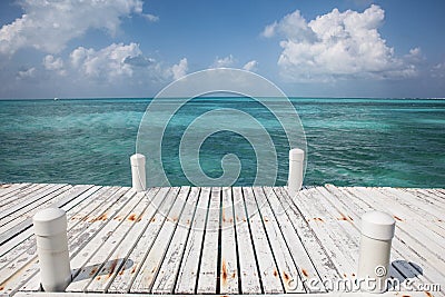 Dock and Caribbean Sea Stock Photo