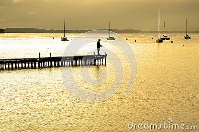 Dock Floating in Water Stock Photo