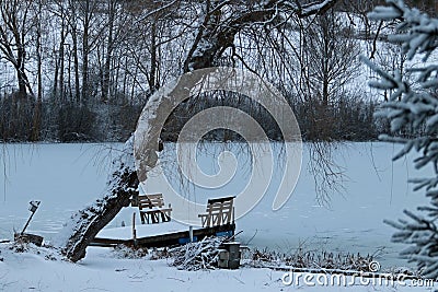 Dock on the lake Stock Photo