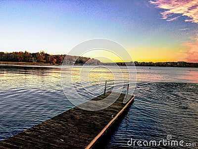 Dock on a lake clipart Stock Photo