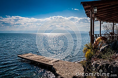 The dock in Potpesh beach Stock Photo