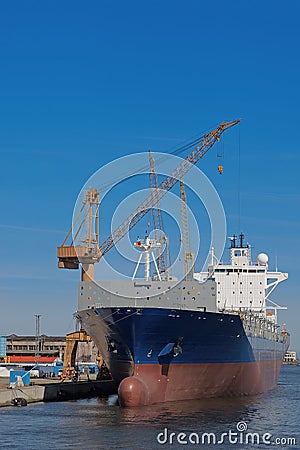 Docked cargo ship Stock Photo