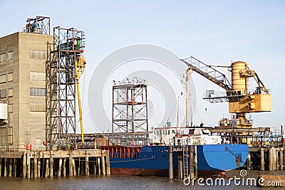 Docked Container Ship Stock Photo